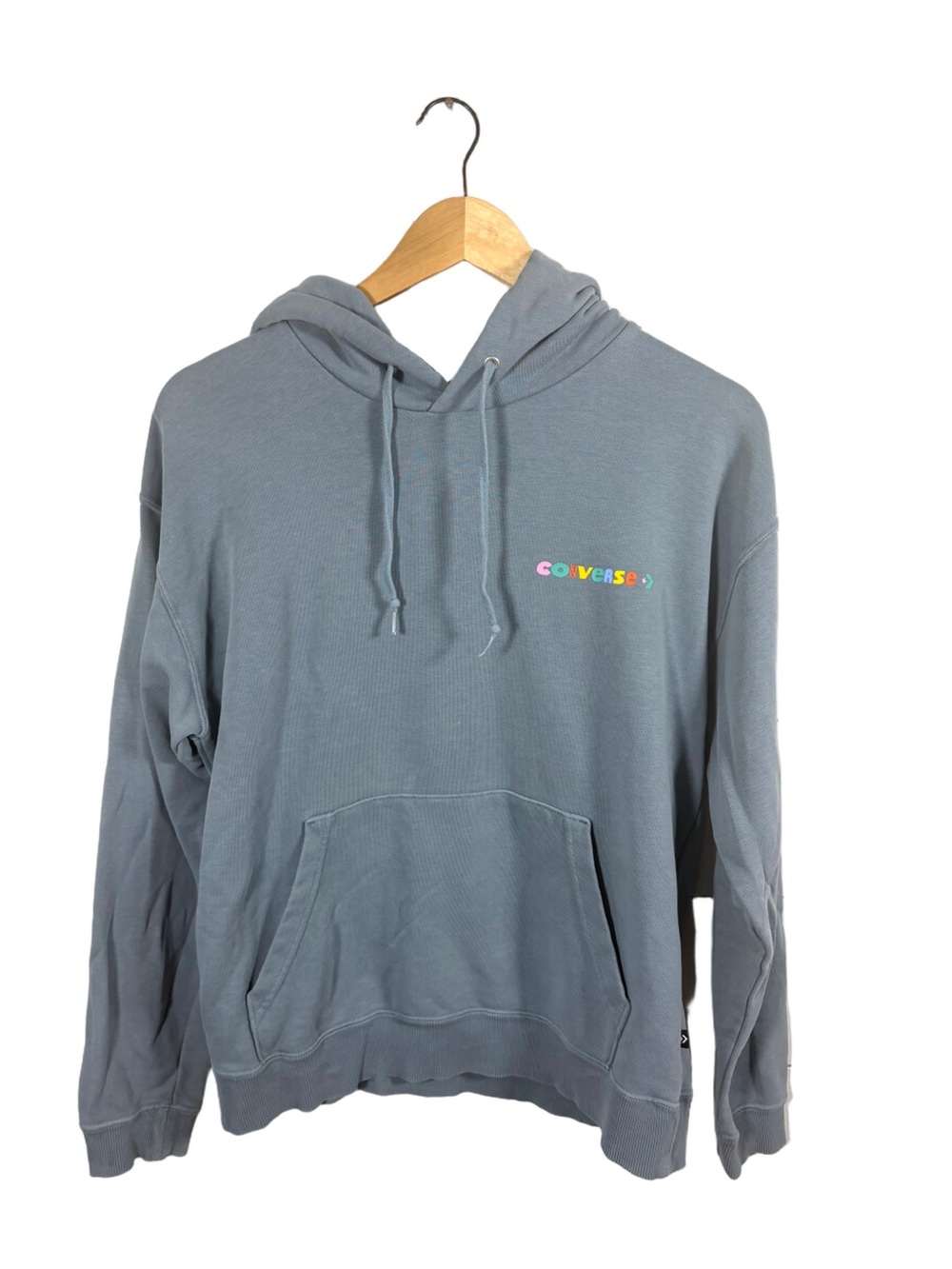 Converse Be Nice Floral Graphic Hoodie XS Blue Gray Oversized Pullover